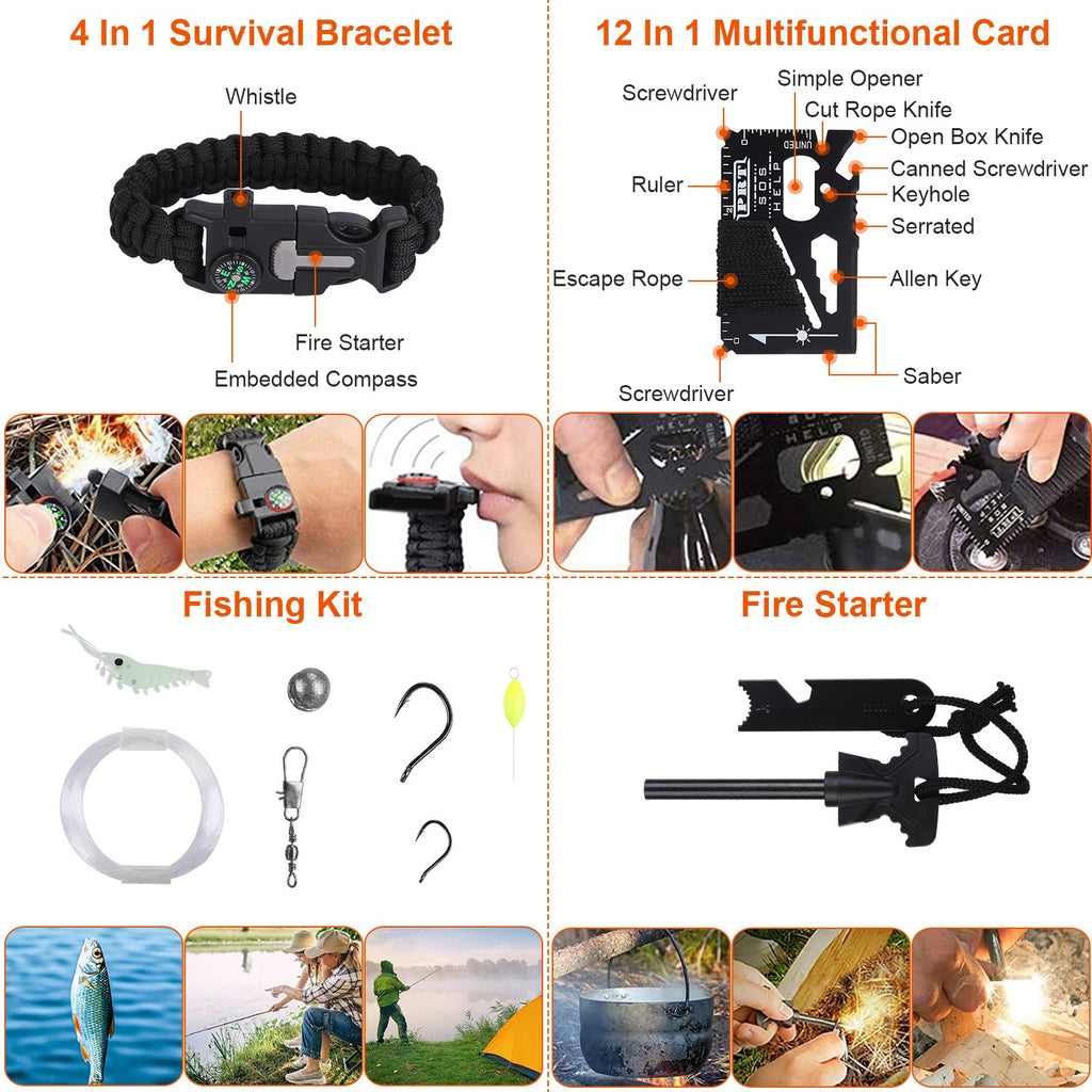USM Tactical Survival Kit - 125 Piece Emergency First Aid & Outdoor Gear Set